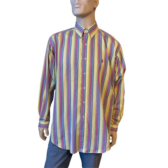 Ralph Lauren Shirt Dress Casual Versatile 100% Cotton Colourful Stripe Polo Logo - Picture 11 of 13